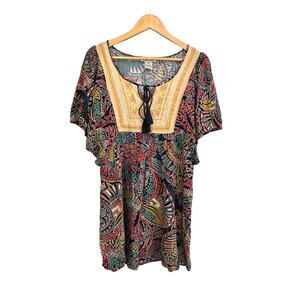 Flying Tomato Women's Bohemian Abstract Embroidered Mini Dress Size Medium
